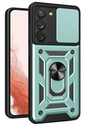 Чехол fiji camera defence для samsung galaxy s23 fe (s711) бампер с защитой камеры и подставкой green