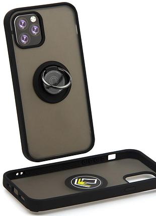 Чехол fiji colorframe для apple iphone 12 pro max матовый бампер с кольцом подставкой black