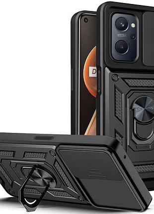 Чехол fiji camera defence для realme 9i (rmx3491) бампер с защитой камеры и подставкой black