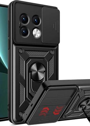 Чехол fiji camera defence для oneplus ace 2 бампер с защитой камеры и подставкой black