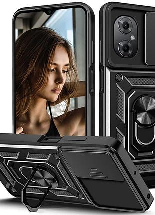 Чехол fiji camera defence для xiaomi poco m4 5g бампер с защитой камеры и подставкой black