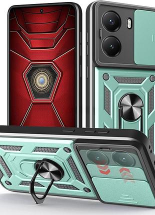 Чехол fiji camera defence для poco x7 pro бампер с защитой камеры и подставкой green