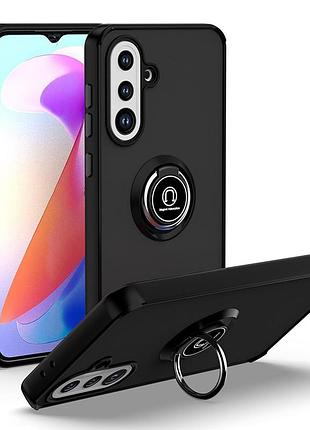 Чехол fiji colorframe для samsung galaxy a56 5g (a566) матовый бампер с кольцом подставкой black