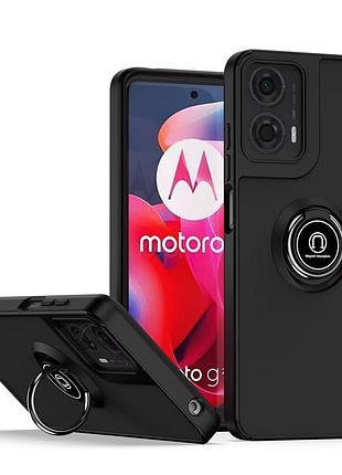 Чехол fiji colorframe для motorola e14 матовый бампер с кольцом подставкой black
