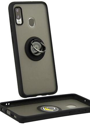 Чехол fiji colorframe для samsung galaxy a30 2019 (a305) матовый бампер с кольцом подставкой black