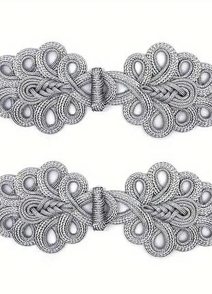 Ажурная застежка (китайский узел) 20х6см, цвет silver 1 шт