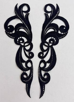 Лейсы нашивные 28х8см, цвет black, 1 пара