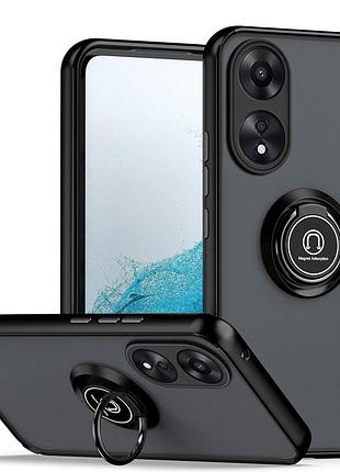 Чехол fiji colorframe для oppo a78 (cph2565) матовый бампер с кольцом подставкой black