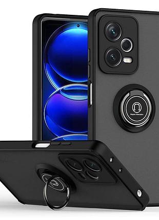 Чехол fiji colorframe для xiaomi poco x5 5g матовый бампер с кольцом подставкой black