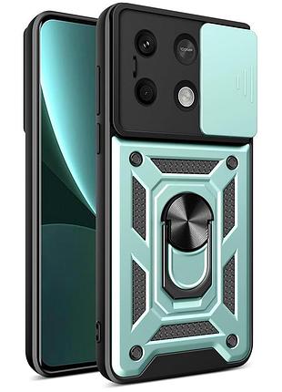 Чехол fiji camera defence для xiaomi redmi note 13 5g бампер с защитой камеры и подставкой green