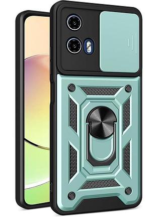 Чехол fiji camera defence для motorola g04 (xt2421-2) бампер с защитой камеры и подставкой green