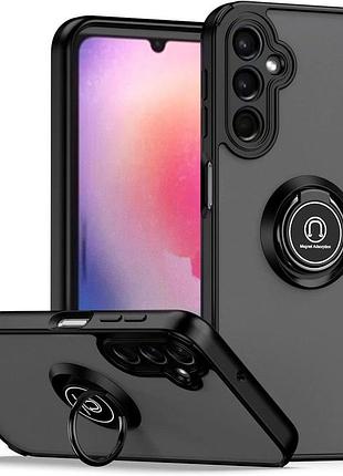 Чохол fiji colorframe для samsung galaxy a15 4g / a15 5g матовий бампер з кільцем підставкою black