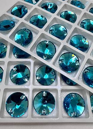 Пришивные камни lux форма-риволи aquamarine 12мм , 1шт