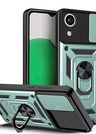 Чехол fiji camera defence для samsung galaxy a03 core (a032) бампер с защитой камеры и подставкой green