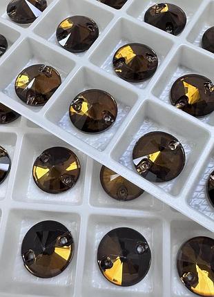 Пришивные камни lux форма-риволи smoked topaz 10мм , 1шт