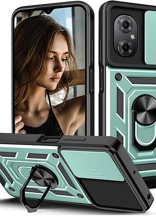Чехол fiji camera defence для xiaomi poco m4 5g бампер с защитой камеры и подставкой green