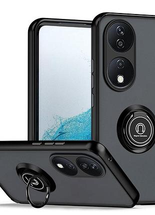 Чехол fiji colorframe для honor x7b матовый бампер с кольцом подставкой black