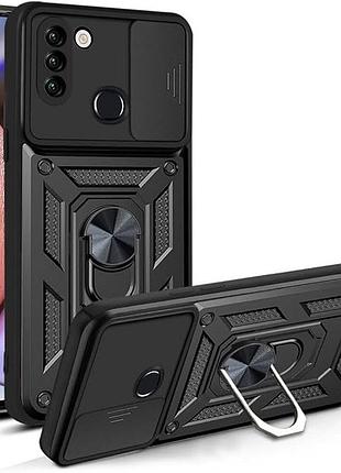 Чехол fiji camera defence для samsung galaxy a11 (a115) бампер с защитой камеры и подставкой black