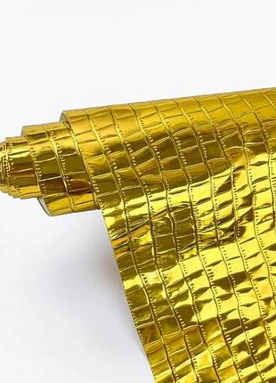 Вінілове полотно з принтом крокодила колір gold (виберіть розмір) 30х130см