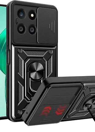 Чехол fiji camera defence для honor x8b бампер с защитой камеры и подставкой black