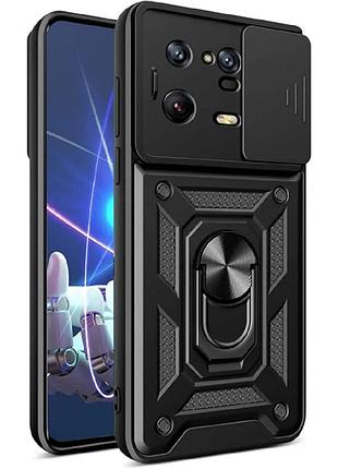 Чехол fiji camera defence для xiaomi 13 pro бампер с защитой камеры и подставкой black