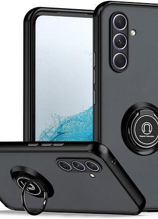 Чехол fiji colorframe для samsung galaxy a55 5g (a556) матовый бампер с кольцом подставкой black
