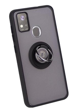 Чехол fiji colorframe для zte blade a31 матовый бампер с кольцом подставкой black