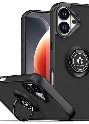 Чехол fiji colorframe для apple iphone 17 матовый бампер с кольцом подставкой black