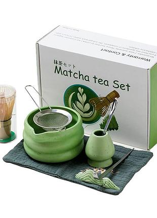 Набір lesko matcha sd5458 green для приготування чаю матча 7 предметів подарунковий