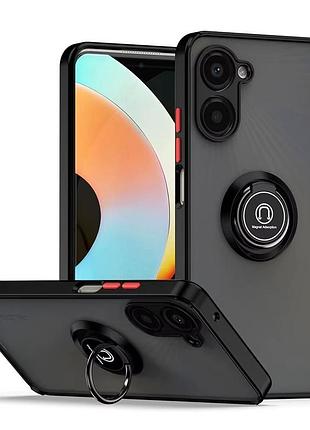 Чехол fiji colorframe для realme 10 pro 5g матовый бампер с кольцом подставкой black-red