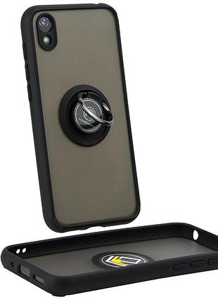 Чехол fiji colorframe для honor 8s prime (2020) матовый бампер с кольцом подставкой black