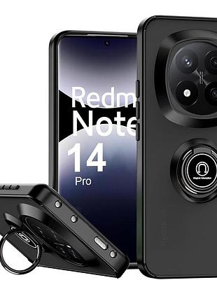 Чохол fiji colorframe для xiaomi redmi note 14 pro 5g матовий бампер з кільцем підставкою black