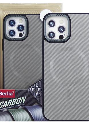Чехол berlia armor carbon для apple iphone 16 pro бампер с magsafe grey