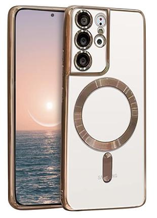 Чехол fiji chrome для samsung galaxy s21 ultra (g998) с magsafe и защитой камер gold