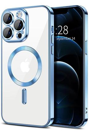Чехол fiji chrome для apple iphone 13 pro max с magsafe и защитой камер light blue