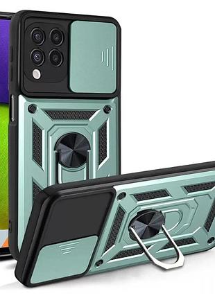 Чехол fiji camera defence для samsung galaxy a22 (a225) бампер с защитой камеры и подставкой green