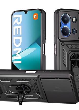 Чехол fiji camera defence для xiaomi redmi 15c бампер с защитой камеры и подставкой black