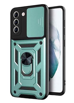 Чехол fiji camera defence для samsung galaxy a03s (a037) бампер с защитой камеры и подставкой green