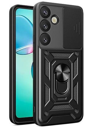 Чехол fiji camera defence для samsung galaxy s25 plus (s936) бампер с защитой камеры и подставкой black