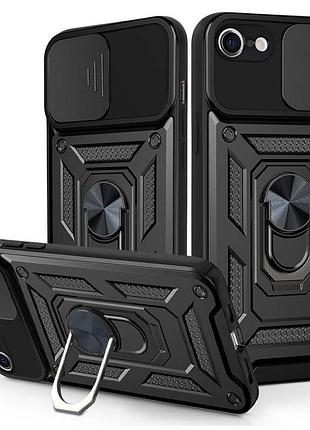 Чехол fiji camera defence для apple iphone 8 бампер с защитой камеры и подставкой black