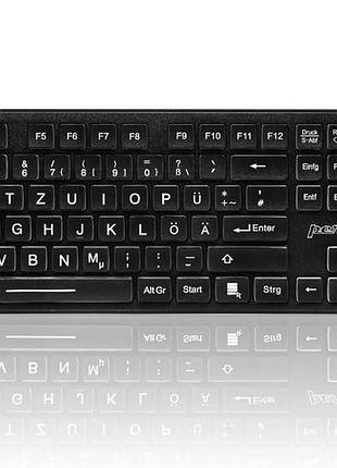 Клавиатура perixx periboard-317 чёрная qwertz проводная usb полноформатная белая led подсветка крупные символы