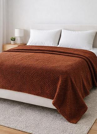 Плед мягкий на диван и кровать cozy touch lux, теплый фактурный плед-покрывало шоколад двоспальний євро