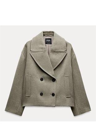 Пальто від zara вкорочене двобортне