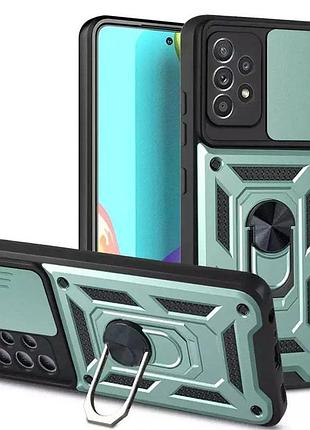 Чехол fiji camera defence для samsung galaxy a72 (a725) бампер с защитой камеры и подставкой green