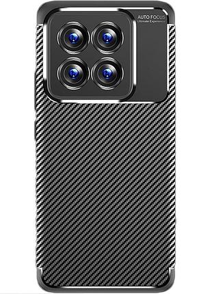 Чехол fiji ultimate carbon для xiaomi 14 pro противоударный бампер черный