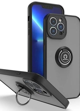 Чохол fiji colorframe для apple iphone 13 pro матовий бампер з кільцем підставкою black