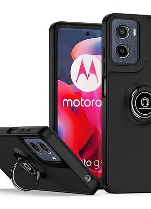 Чехол fiji colorframe для motorola g05 матовый бампер с кольцом подставкой black