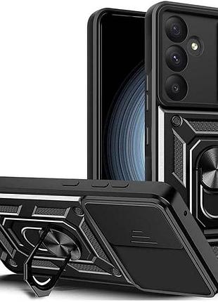 Чехол fiji camera defence для samsung galaxy a55 5g (a556) бампер с защитой камеры и подставкой black