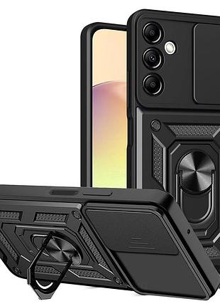 Чехол fiji camera defence для samsung galaxy a05s (a057) бампер с защитой камеры и подставкой black
