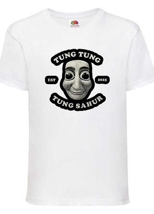 Футболка брейнрот тунг тунг сахур (brainrot tung tung sahur 04) белая, 104-116-128-140-152-164 размер